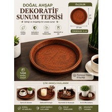 Art By Aslı Doğal Ahşap Yuvarlak Sunum Tepsisi 27X27 cm – El Yapımı Dekoratif Servis Tepsisi