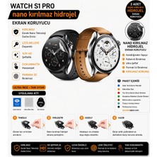 onlinekordon Xiaomi Watch S1 Pro Uyumlu Nano Hidrojel Ekran Koruyucu 2 Adet Kırılmaz Darbe Emici Tam Koruma