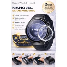onlinekordon Huawei Watch 5 46MM Uyumlu Nano Jel Ekran Koruyucu 2 Adet Güçlendirilmiş Darbe Emici