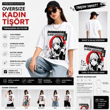 Tişört Kodu Oversize Kadın Tişört – “teenagers No Filter” Anime Baskılı Streetwear Tasarım