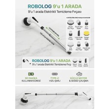 Robolog   9 Başlıklı Şarjlı ve Elektrikli Temizlik Fırçası Banyo Mutfak Araç Halı Koltuk Teleskopik MG300