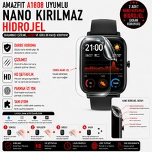 onlinekordon Amazfit A1808 Uyumlu Nano Kırılmaz Hidrojel Ekran Koruyucu 2 Adet Darbe Emici Tam Koruma