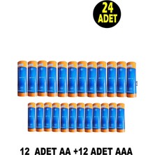 Usin 12 Adet Standart Tip Aa + 12 Adet Aaa Ince 1.5 Volt Kalem Pil (Uzaktan Kumanda El Feneri Terazi Pili)