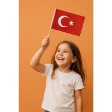 Minopi ( 80 Adet ) Vatan Küçük Boy Çıtalı Kağıt Türk Bayrağı Ay Yıldız Bayrak 12 x 20 cm