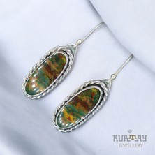 KURTAY JEWELLERY Bloodstone Taşlı Gümüş Küpe