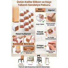 24 Adet Kare Sandalye Pabucu – 3.3x3.3 cm Şeffaf Silikon Keçeli Ayak Koruyucu