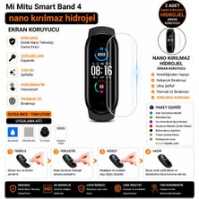 onlinekordon Xiaomi Mi Mitu Smart Band 4 Uyumlu Nano Hidrojel Ekran Koruyucu 2 Adet Kırılmaz Darbe Emici Tam Koruma