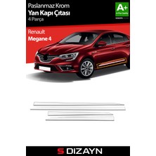 S-Dizayn Renault Megane 4 Krom Yan Kapı Çıtası 4 Prç 2016 Üzeri A+ Kalite