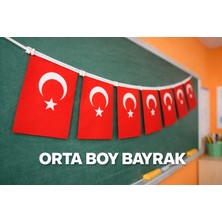 Minopi 40'lı Ipli Bayrak Orta Boy 8X13 cm 1 Paket Türk Bayrağı Kağıt Ipli Sıralı Ayyıldız Bayrak Sınıf Süsü