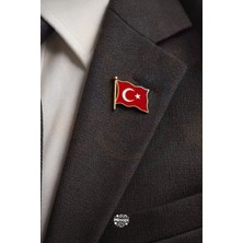 Minopi Gold Metal Türk Bayraklı Yaka Rozeti Öğretmenler Günü Hediyesi Renkli Bayrak