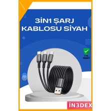 İn3dex 3'lü Şarj Kablosu iPhone Huawei Samsung Evrensel 1.2m