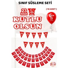 Minopi 23 Nisan Sınıf Süsleme Seti 15 Parça– Bayraklı Okul Süsleme Paketi Kutlu Olsun Banner Balon Dahil