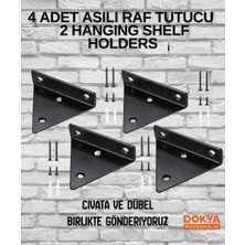 Dokya Dizayn 4'lü Üçgen Gizli Duvar Rafı Askı Aparatı - Sağlam Metal Raf Tutucu