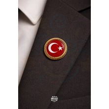 Minopi Türk Bayraklı Yaka Rozeti Gold Metal Türk Bayrağı Öğretmenler Günü Hediyesi Bayrak