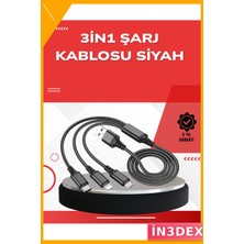 İn3dex 3'ü 1 Arada Hızlı Şarj Kablosu Metal Başlıklı Tüm Cihazlarla Uyumlu