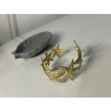 Hüma Butik Deniz Yıldızı Figürlü Gold Çelik Kelepçe Bilezik