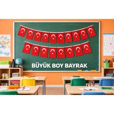 Minopi 40'lı Ipli Bayrak Büyük Boy 11X19 cm 1 Paket Türk Bayrağı Kağıt Ipli Ayyıldız Bayrak Sınıf Süs