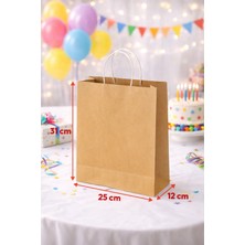 Minopi 24 Adet Büküm Saplı Kraft Çanta 25X12X31 cm Kağıt Çanta