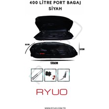 Ryuo Araç Üstü Tabut Port Bagaj 400 Litre Siyah