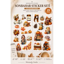 Minimaliz Studio Sonbahar Sticker Seti 29 Parça | Canlı Renkli Dekoratif Planner & Defter Sticker Her Yüzeye Yapışabilir  | Kağıt