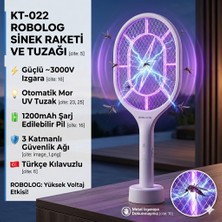 Robolog KT-022 Şarjlı Raket Uv Işıklı Elektrikli Sivrisinek Öldürücü Sinek Öldürücü Kovucu Sineksavar C