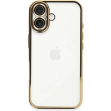 Raftan Topla Iphone 16 Plus Kılıf Lensli Silikon - Gold