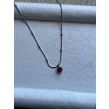 Pel Design Yakut Taşlı Top Detaylı Çelik Kolye El Yapımı