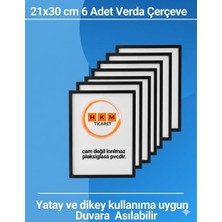 Verda Çerçeve 6 Adet A4 21X30 cm Siyah Fotoğraf Çerçevesi Diploma Sertifika Çerçevesi