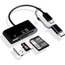 Pearl Shop Micro USB 3in1 Sd Micrsd Kart Okuyucu Otg Çevirici Kablosu