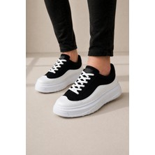 Joy Ayakkabı JY507 Dara Bağcıklı Süet Cilt Erkek Günlük Sneaker Ayakkabı Scbt Siyah/beyaz