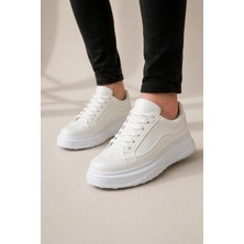 Joy Ayakkabı JY507 Dara Bağcıklı Cilt Erkek Günlük Sneaker Ayakkabı Cbt Beyaz