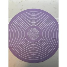 Pearl Shop Pişirme Pasta Mat Seti, Ölçülerle Hamur Açma Seti Silikon Yapışmaz Mat, Pasta, Kabuk, Kurabiye, Ekmek, Hamur Işleri, Makarna Için Mutfak Tezgah Matı Yuvarlak, Ölçülü (Mor)