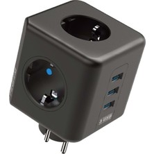 Die Grup Winnboss Akım Korumalı Isıya Dayanıklı 3 Lü Duvar Tipi Priz 3 Adet USB 3440