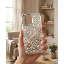 KumOziShop iPhone 16 Promax Uyumlu Şeffaf Magsafe Özellikli Simli Darbeye Dayanıklı Premium Kılıf