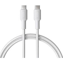 Pearl Shop Type C-C Power Delivery Hızlı Şarj Kablosu, Beyaz Kablo, Beyaz/beyaz Uçlar (150 Cm)