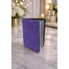 Işıltı Design Mor Lila Kristal Parlak Taşlı Ruhsat Kılıfı Lüks Tasarım Ruhsat Kabı
