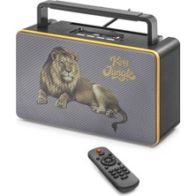 Die Grup Bluetooth Nostaljik Fm Radyo USB Tf Aux Kumandalı Taşınabilir Hoparlör - Siyah FX2506B