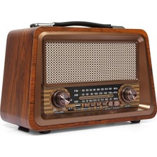 Pearl Shop Ahşap Eskitme Görünümlü Bluetooth Hoparlör Mp3 Çalar Müzik Kutusu Nostaljik Radyo