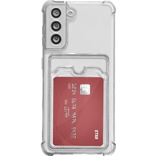 Pearl Shop Iletişim Samsung Galaxy S21 Fe Kapak Kamera Korumalı Kartlıklı Darbe Emici Özellikli Şeffaf Silikon Kılıf