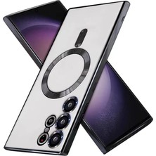 Pearl Shop Galaxy S24 Ultra ile Uyumlu Kablosuz Şarj ile ile Uyumlu Kamera Koruyucu Şeffaf Lüks ile Uyumluı, Siyah