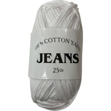 Pearl Shop Istanbul Jeans Cotton Yarn Pamuk Amigurumi Punch El Örgü Ipliği 25 gr 01 Beyaz