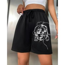 Divin Unısex Sıyah Detaylı Şort