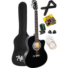 Pearl Shop RG-540BK Kaliteli Kesik Kasa Siyah 40 Inç Akustik Gitar Seti 4/4 Yetişkin