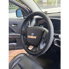 Hasbay Dikişli Direksiyon Kılıfı Siyah / Noktalı Deri Siyah Dikişli Dodge Journey Için