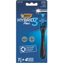 Pearl Shop Hybrid 3 Flex Erkek Tıraş Bıçağı 1 Sap ve 4 Yedek Başlık (3 Bıçak), 3 Nano Teknolojik Titanyum Bıçak, E Vitamini ile Zenginleştirilmiş Geniş Kayganlaştırıcı Bant