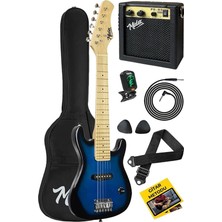 Pearl Shop CEG-30BL 4-6 Yaş Çocuklar Için Amfili Full 1/4 30 Inç Elektro Gitar Seti Blue Black