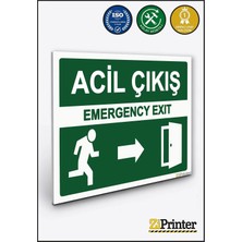 ZiPrinter Acil Çıkış Emergency Exıt Isg Uyarı Levhası Dekota 15X21 cm