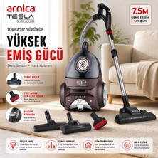 Arnica Güçlü Emiş ve Turbo Başlık Donanımlı Toz Torbasız Elektrikli Süpürge Yıkanabilir Hepa Filtreli Ultra Sessiz Tasarım