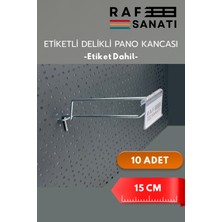 Raf Sanatı Etiketli Delikli Pano Kancası 15 cm | 10 Adet | Tel Askı Kancası | Delikli Panel Raf Askısı | Fon Kancası