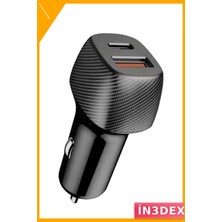İn3dex 38W Type-C Pd Hızlı Araç Şarj Cihazı Çakmaklık